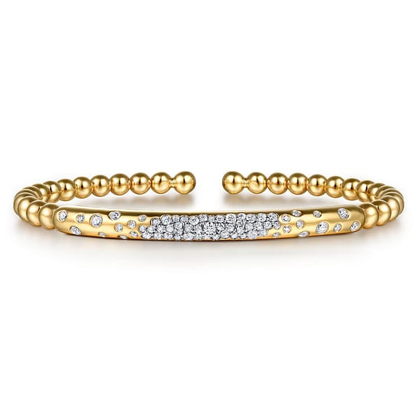 14K Yellow Gold Bujukan Pave Diamond Split Bangle Bracelet - BG5085-62Y45JJ-Gabriel & Co.-Renee Taylor Gallery