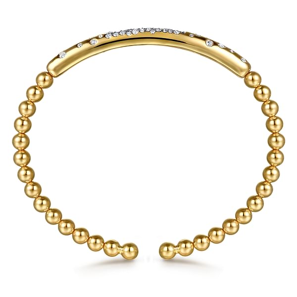 14K Yellow Gold Bujukan Pave Diamond Split Bangle Bracelet - BG5085-62Y45JJ-Gabriel & Co.-Renee Taylor Gallery