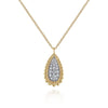 14K Yellow Gold Bujukan Pavé Diamond Teardrop Pendant Necklace - NK6357Y45JJ-Gabriel & Co.-Renee Taylor Gallery