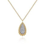 14K Yellow Gold Bujukan Pavé Diamond Teardrop Pendant Necklace - NK6357Y45JJ-Gabriel & Co.-Renee Taylor Gallery