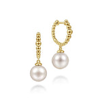 14K Yellow Gold Bujukan Pearls Drop Huggie Earrings - EG14162Y4JPL-Gabriel & Co.-Renee Taylor Gallery