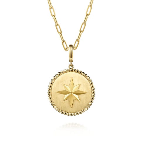 14K Yellow Gold Bujukan Round Starburst Medallion Pendant - PT6584Y4JJJ-Gabriel & Co.-Renee Taylor Gallery