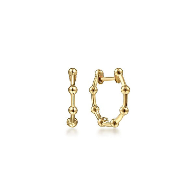 14K Yellow Gold Bujukan Station Huggie Earrings - EG13999Y4JJJ-Gabriel & Co.-Renee Taylor Gallery