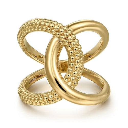 14K Yellow Gold Bujukan Twisted Ladies Ring - LR52561Y4JJJ-Gabriel & Co.-Renee Taylor Gallery