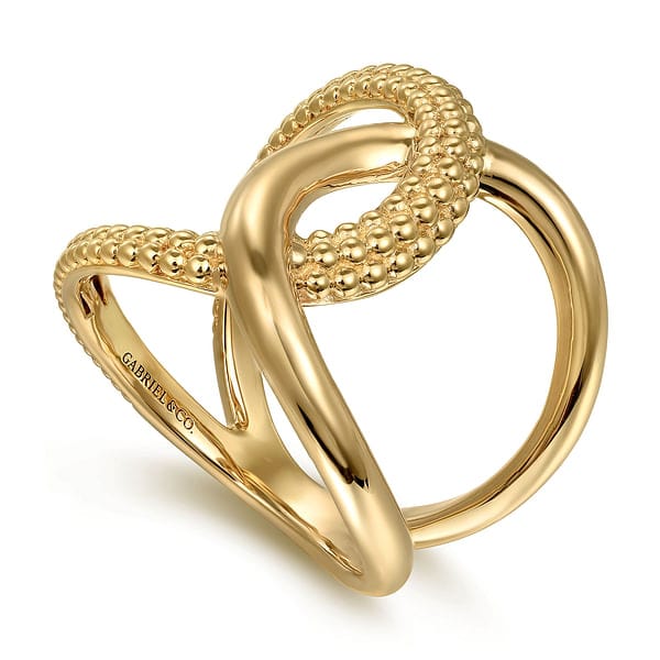 14K Yellow Gold Bujukan Twisted Ladies Ring - LR52561Y4JJJ-Gabriel & Co.-Renee Taylor Gallery