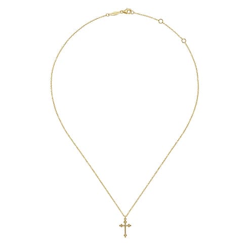 14K Yellow Gold Twisted Rope Cross Pendant Necklace - NK6492Y4JJJ-Gabriel & Co.-Renee Taylor Gallery