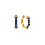 14K Yellow Gold Bujukan and BlueSapphire Huggie Earrings - EG15491Y4JSA-Gabriel & Co.-Renee Taylor Gallery