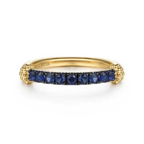 14K Yellow Gold Bujukan and Blue Sapphire Stackable Ring - LR52922Y4JSA-Gabriel & Co.-Renee Taylor Gallery