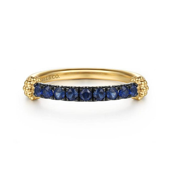 14K Yellow Gold Bujukan and Blue Sapphire Stackable Ring - LR52922Y4JSA-Gabriel & Co.-Renee Taylor Gallery
