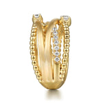14K Yellow Gold Bujukan and Diamond Criss Cross Ring - LR52924Y45JJ-Gabriel & Co.-Renee Taylor Gallery