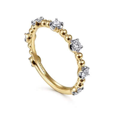 14K Yellow Gold Bujukan Ball and Diamond Cluster Station Ring - LR51685Y45JJ-Gabriel & Co.-Renee Taylor Gallery