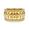 14K Yellow Gold Bujukan and Scallop Wide Band Ring - LR52716Y4JJJ-Gabriel & Co.-Renee Taylor Gallery