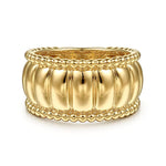14K Yellow Gold Bujukan and Scallop Wide Band Ring - LR52716Y4JJJ-Gabriel & Co.-Renee Taylor Gallery