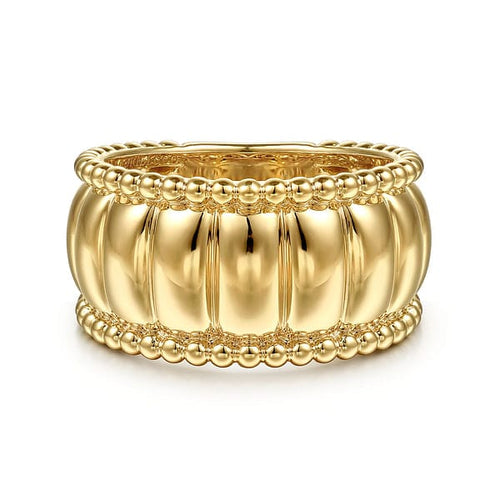 14K Yellow Gold Bujukan and Scallop Wide Band Ring - LR52716Y4JJJ-Gabriel & Co.-Renee Taylor Gallery