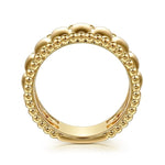 14K Yellow Gold Bujukan and Scallop Wide Band Ring - LR52716Y4JJJ-Gabriel & Co.-Renee Taylor Gallery