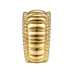 14K Yellow Gold Bujukan and Scallop Wide Band Ring - LR52716Y4JJJ-Gabriel & Co.-Renee Taylor Gallery