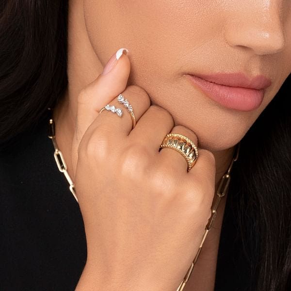 14K Yellow Gold Bujukan and Scallop Wide Band Ring - LR52716Y4JJJ-Gabriel & Co.-Renee Taylor Gallery
