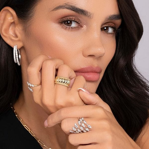14K Yellow Gold Bujukan and Scallop Wide Band Ring - LR52716Y4JJJ-Gabriel & Co.-Renee Taylor Gallery