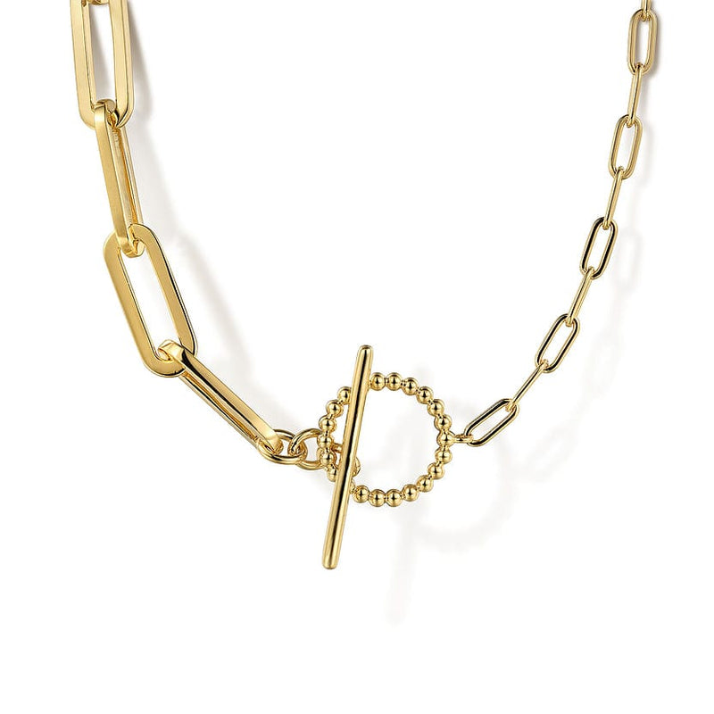 14K Yellow Gold Chain Necklace with Bujukan Toggle - NK7193Y4JJJ-Gabriel & Co.-Renee Taylor Gallery