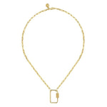 14K Yellow Gold Chain Necklace with Rectangle Drop - NK7135Y4JJJ-Gabriel & Co.-Renee Taylor Gallery