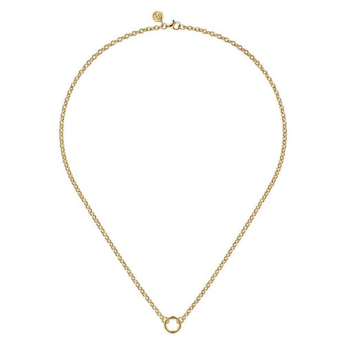 14K Yellow Gold Chain Necklace with Single Circle Station * - NK7975Y4JJJ-Gabriel & Co.-Renee Taylor Gallery