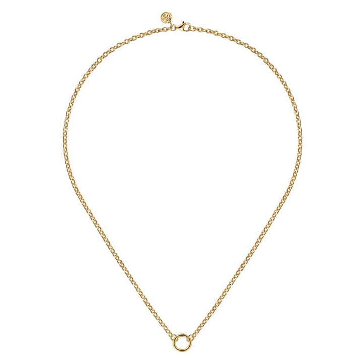 14K Yellow Gold Chain Necklace with Single Circle Station * - NK7975Y4JJJ-Gabriel & Co.-Renee Taylor Gallery