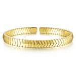 14K Yellow Gold Chevron Open Cuff Bracelet - BG4392-62Y4JJJ-Gabriel & Co.-Renee Taylor Gallery