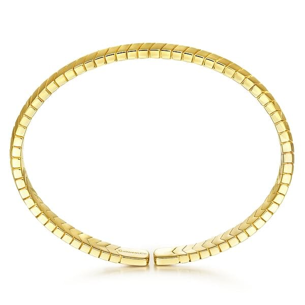 14K Yellow Gold Chevron Open Cuff Bracelet - BG4392-62Y4JJJ-Gabriel & Co.-Renee Taylor Gallery