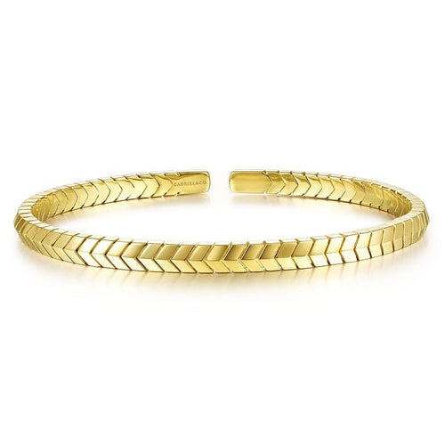 14K Yellow Gold Chevron Split Bangle - BG4391-62Y4JJJ-Gabriel & Co.-Renee Taylor Gallery