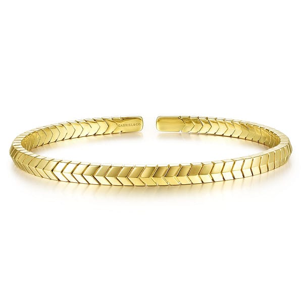 14K Yellow Gold Chevron Split Bangle - BG4391-62Y4JJJ-Gabriel & Co.-Renee Taylor Gallery