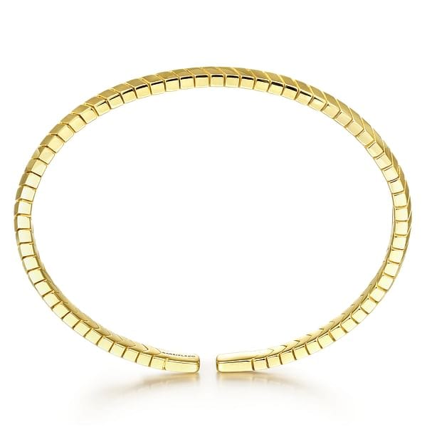 14K Yellow Gold Chevron Split Bangle - BG4391-62Y4JJJ-Gabriel & Co.-Renee Taylor Gallery
