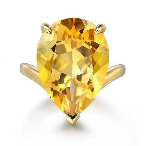 14K Yellow Gold Citrine Pear Ladies Ring - LR52522Y4JCT-Gabriel & Co.-Renee Taylor Gallery