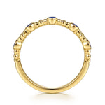 14K Yellow Gold Clover Bujukan and Round Shape Stackable Ring with Chrome Blue Enamel Bujukan Collection - LR53026ELY4JJJ-Gabriel & Co.-Renee Taylor Gallery