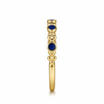 14K Yellow Gold Clover Bujukan and Round Shape Stackable Ring with Chrome Blue Enamel Bujukan Collection - LR53026ELY4JJJ-Gabriel & Co.-Renee Taylor Gallery