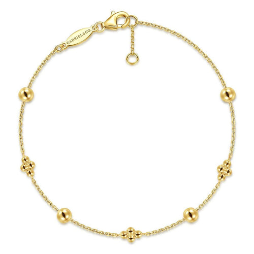 14K Yellow Gold Clover Station Bracelet-Bujukan - TB4597Y4JJJ-Gabriel & Co.-Renee Taylor Gallery