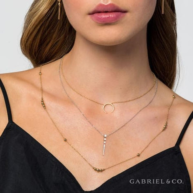 14K Yellow Gold Crescent Moon Pendant Necklace - NK6576Y4JJJ-Gabriel & Co.-Renee Taylor Gallery
