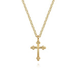 14K Yellow Gold Cross Necklace 12mm – NK7670Y4JJJ-Gabriel & Co.-Renee Taylor Gallery