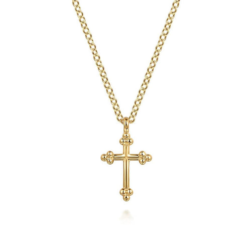 14K Yellow Gold Cross Necklace 12mm – NK7670Y4JJJ-Gabriel & Co.-Renee Taylor Gallery