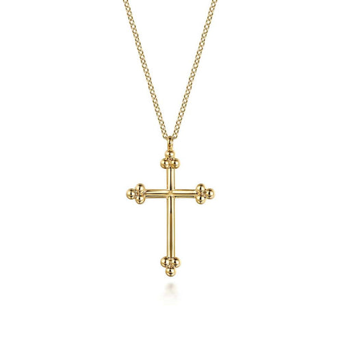 14K Yellow Gold Cross Necklace 24mm – NK7668Y4JJJ-Gabriel & Co.-Renee Taylor Gallery