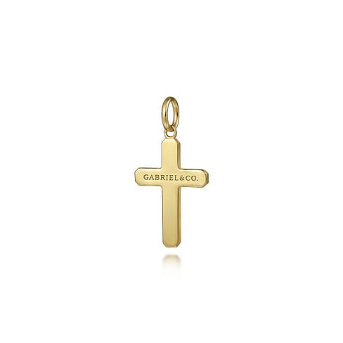 14K Yellow Gold Cross Pendant with Vertical Brush - PCM20040Y4JJJ-Gabriel & Co.-Renee Taylor Gallery