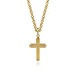 14K Yellow Gold Cross Pendant with Vertical Brush - PCM20040Y4JJJ-Gabriel & Co.-Renee Taylor Gallery