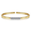 14K Yellow Gold Cuff Bracelet with Pavé Diamond Bar - BG4378-Gabriel & Co.-Renee Taylor Gallery