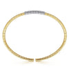 14K Yellow Gold Cuff Bracelet with Pavé Diamond Bar - BG4378-Gabriel & Co.-Renee Taylor Gallery