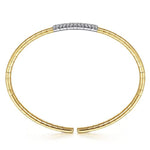 14K Yellow Gold Cuff Bracelet with Pavé Diamond Bar - BG4378-Gabriel & Co.-Renee Taylor Gallery