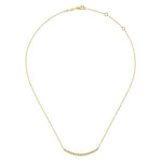 14K Yellow Gold Curved Bar Necklace with Round Diamonds - NK5796Y45JJ-Gabriel & Co.-Renee Taylor Gallery