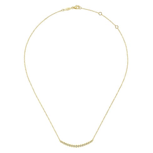 14K Yellow Gold Curved Bar Necklace with Round Diamonds - NK5796Y45JJ-Gabriel & Co.-Renee Taylor Gallery