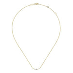14K Yellow Gold Curved Bar Necklace with Diamond Stations - NK6111Y45JJ-Gabriel & Co.-Renee Taylor Gallery
