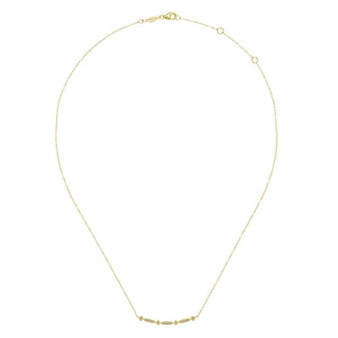 14K Yellow Gold Curved Geometric Diamond Bar Necklace - NK5732Y45JJ-Gabriel & Co.-Renee Taylor Gallery