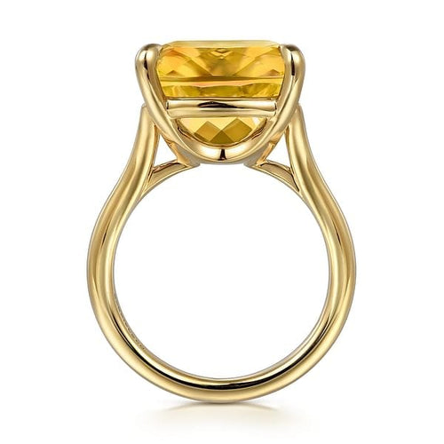 14K Yellow Gold Cushion Cut Citrine Ladies Ring - LR52518Y4JCT-Gabriel & Co.-Renee Taylor Gallery