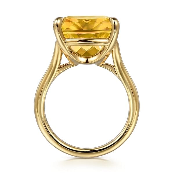 14K Yellow Gold Cushion Cut Citrine Ladies Ring - LR52518Y4JCT-Gabriel & Co.-Renee Taylor Gallery